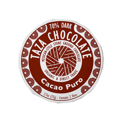 70% dark Cacao Puro Mexican style chocolate disc
