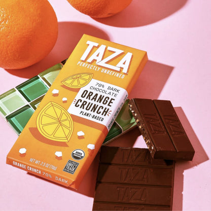 Orange Crunch Bar wrapped and unwrapped.