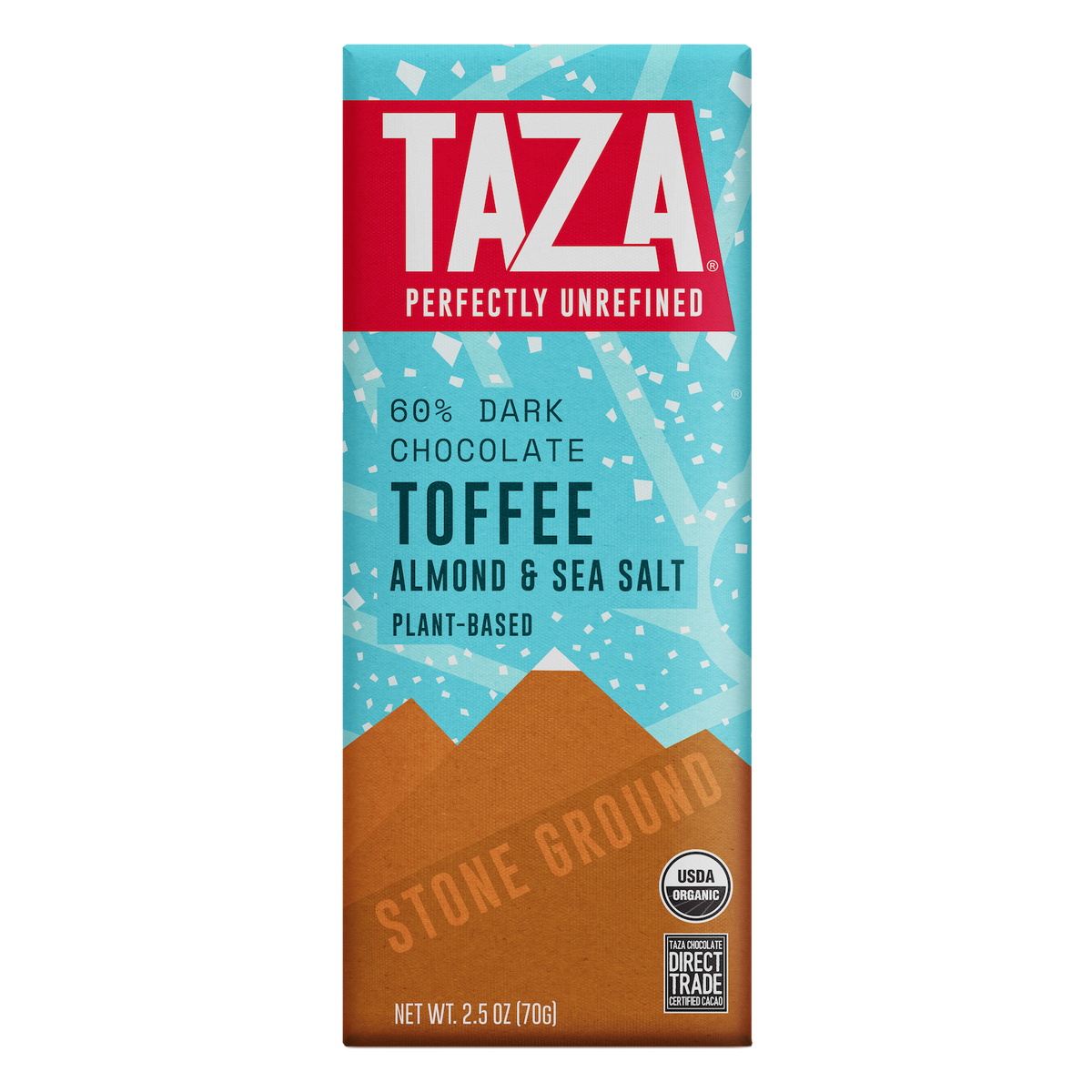 Taza Holiday Toffee Almond & Sea Salt dark chocolate bar