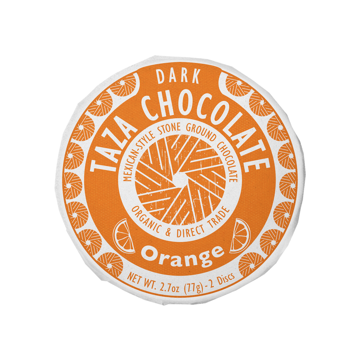 Taza Chocolate stone ground Orange Chocolate Disc, Mexican-style dark chocolate