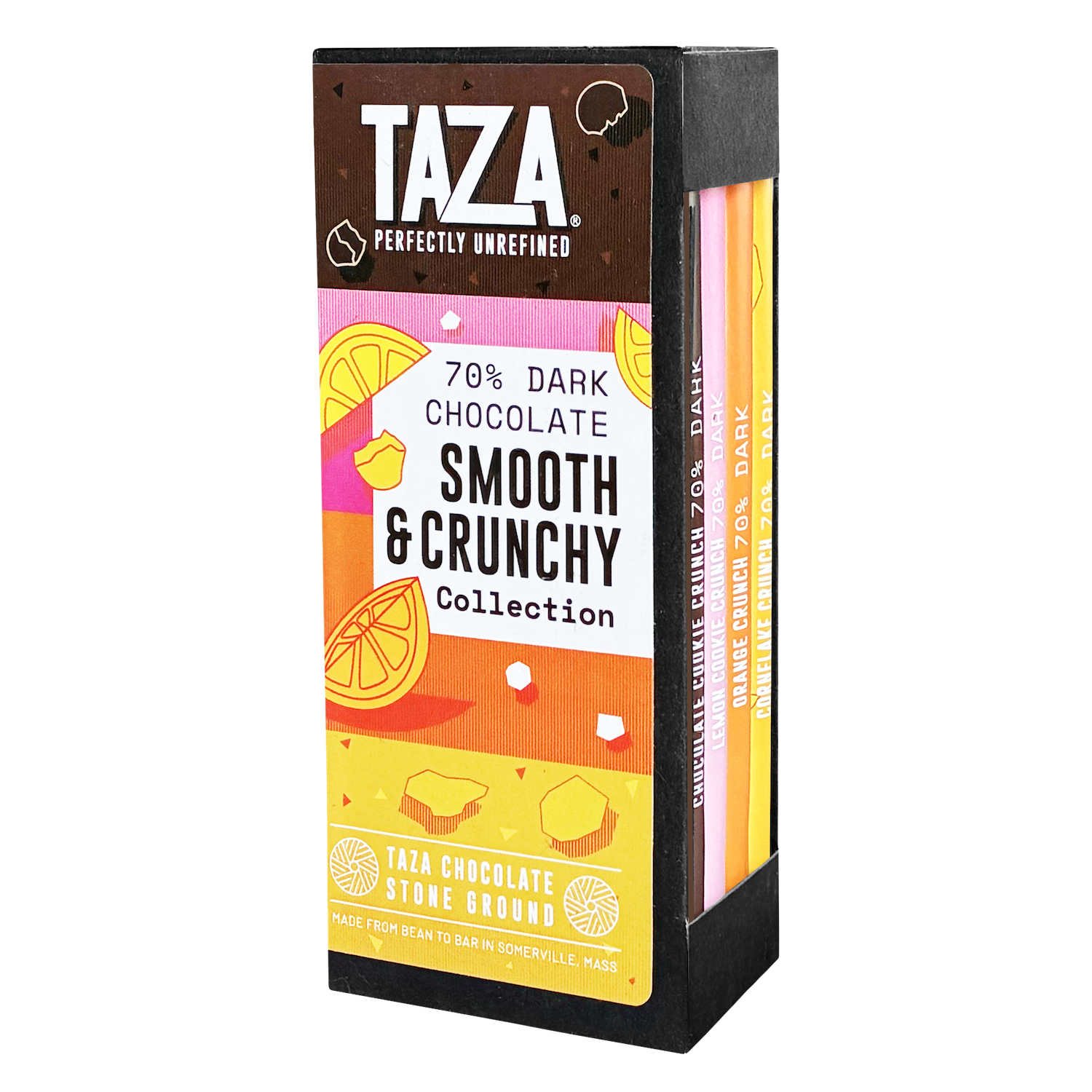 Taza Chocolate Smooth & Crunchy 70% dark chocolate 4-bar bundle gift
