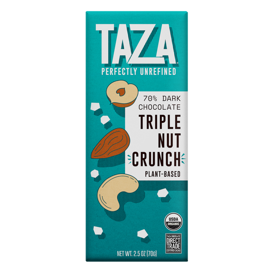 Taza Chocolate 70% dark Triple Nut Crunch Bar