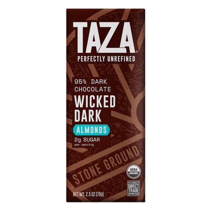 Taza 95% cacao Wicked Dark with Almonds chocolate bar